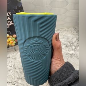 Starbucks Geometric Blue Ceramic Tumbler. Winter 2024. Great lines & colors. NWT